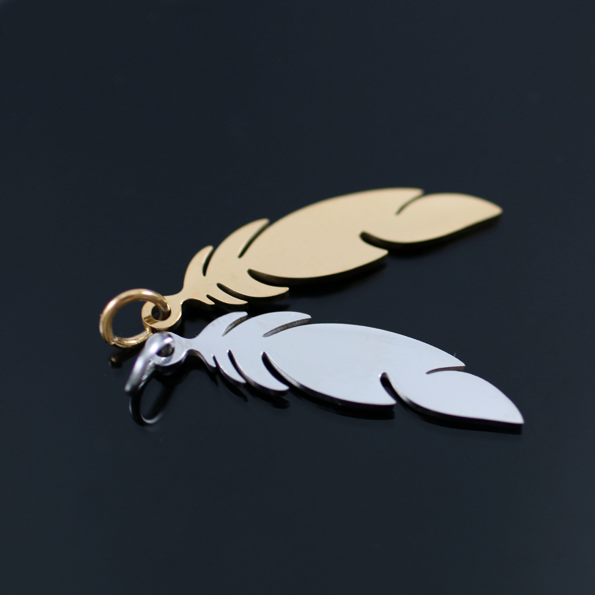 DOOYIO 5 teile/los Edelstahl Feder Anhänger Weibliche Mode-Schmuck DIY Halskette Charms Zubehör – Detail 12