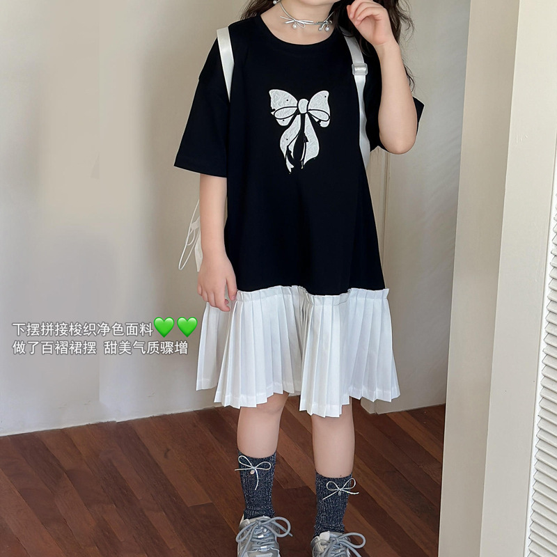 Children's Clothing Girls' Skirts Preppy Style Pleated Skirt 2026 Summer New Style Kidsren's Dress Spliced ​​Stylish Princess Skirt