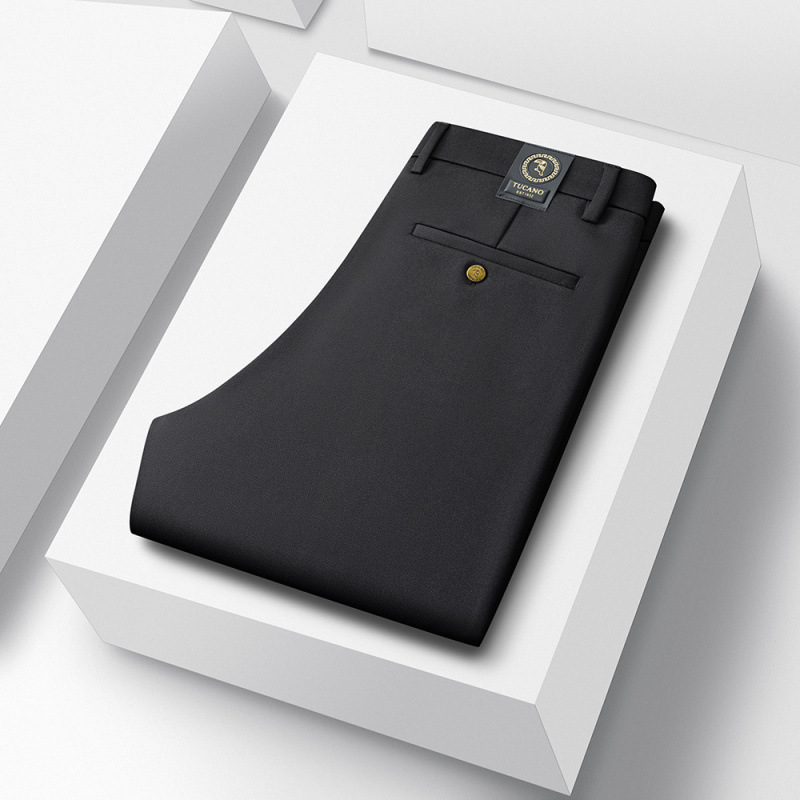 Pantalones de marca pantalones casuales de negocios para hombres elásticos de cuatro caras 2024 otoño e invierno gruesos pantalones de pierna recta sin hierro suaves y antiarrugas que no son sensibles a la piel