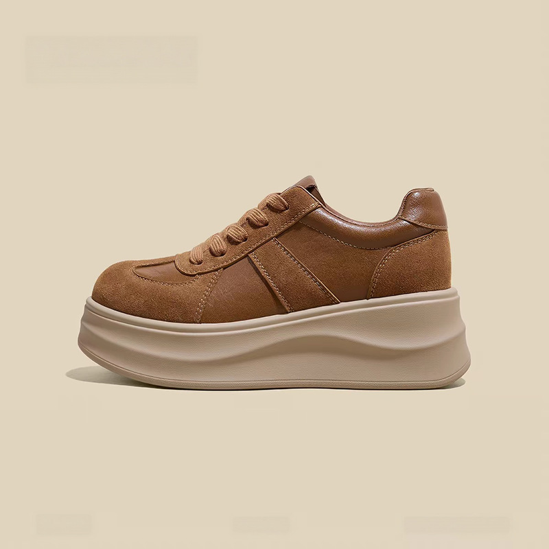 2026 Autumn Collection: Soft leather, retro-style, fashionable, sporty, platform sneakers for women, 7cm height-increasing, versatile casual shoes for petite women 2026 Autumn Collection: Soft leather, retro-style, fashionable, sporty, platform sneakers for women, 7cm height-increasing, versatile casual shoes for petite women