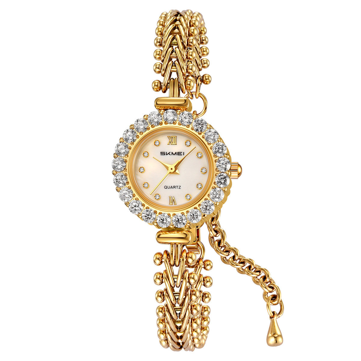 Momento de belleza de diamantes pulsera reloj de cuarzo ligero impermeable reloj de lujo mujer comercio exterior fábrica de fuente mayorista transfronteriza
