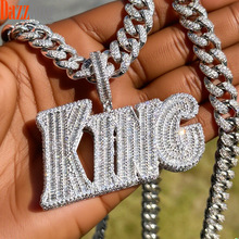 速卖通外贸新款KING字母锆石吊坠跨境货源潮流男士项链现货批发