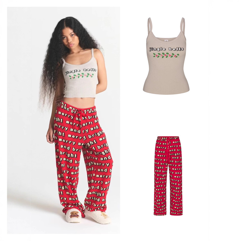 Skims Kardashian Christmas Limited Sling Sweet and Cute Cartoon Casual Pants Can Be Worn Outside Home Clothes Set
