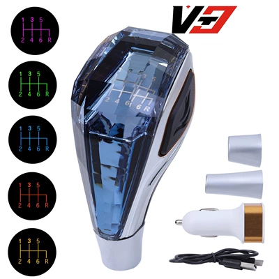 Crystal Gear Shift Knob for Cab and accessories - blue-crystal-with-light-on-both-sides-123456r