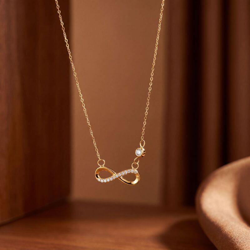 Light Luxury Ins Style Infinity Symbol Number 8 Necklace for Women with Diamond Design, Niche Minimalist Non-Fading Exquisite Clavicle Chain Light Luxury Ins Style Infinity Symbol Number 8 Necklace for Women with Diamond Design, Niche Minimalist Non-Fading Exquisite Clavicle Chain