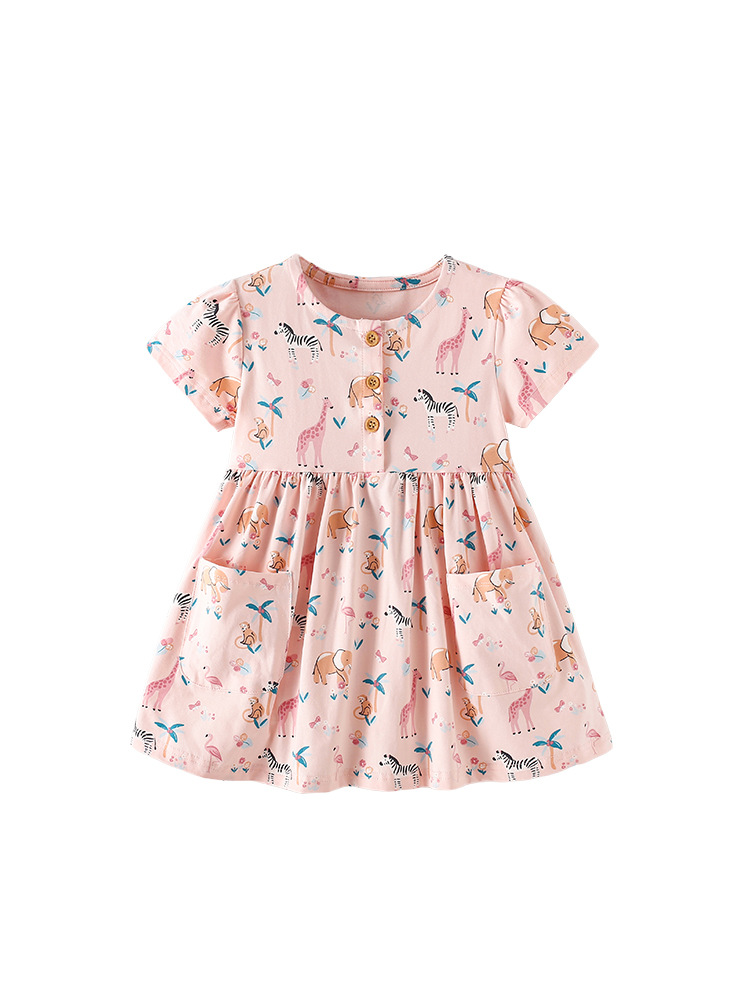 Malwee transfronterizo verano nuevo estilo europeo y americano de manga corta vestido de niña suave y cómoda ropa de niñas image 5