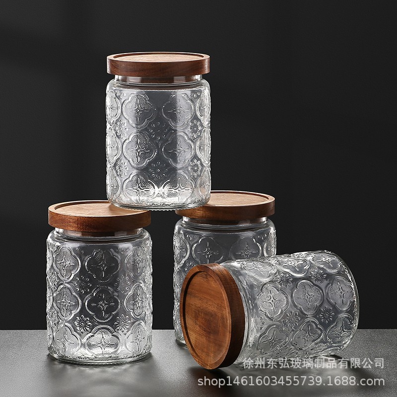 Frasco de almacenamiento retro apto para alimentos, frasco de almacenamiento para granos de café y zumos, frasco sellado, frasco de vidrio para té, transparente