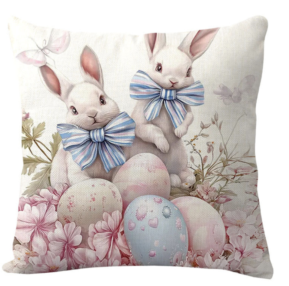 Amazon transfronterizo conejo de Pascua huevo lino almohada cubierta de cojín de coche de oficina sofá