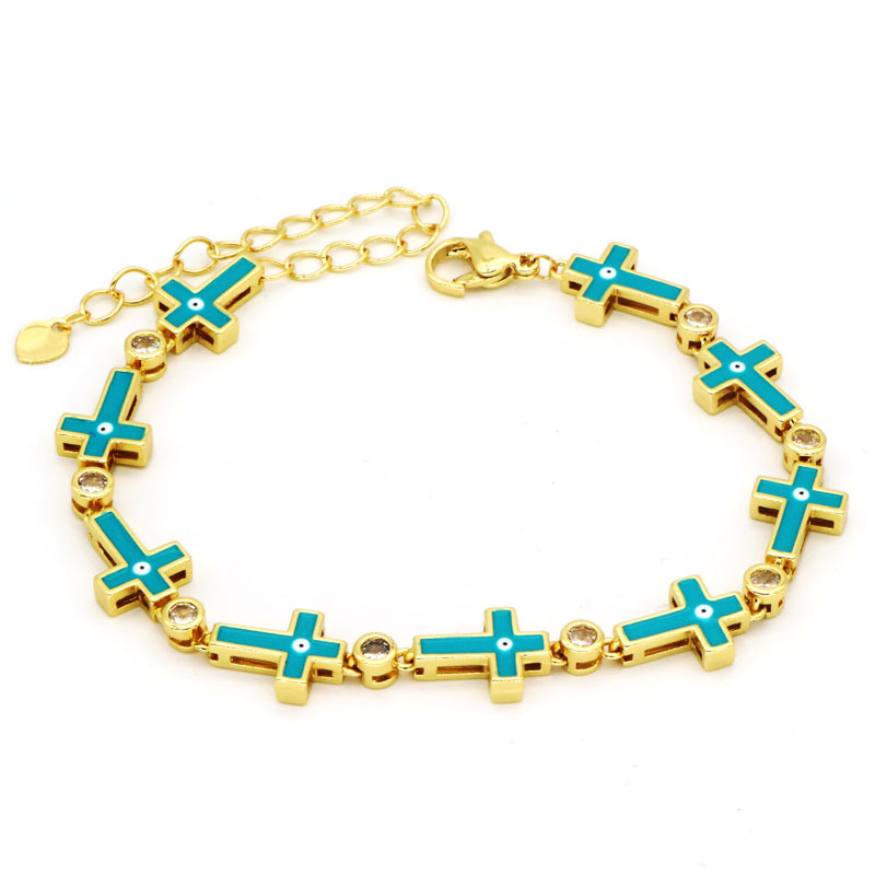 Fashion Devilu0027S Eye Copper Inlay Zircon Bracelets 1 Piece