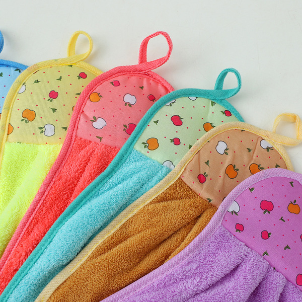 Coral velvet hand towel hanging style kitchen thickened cleaning…