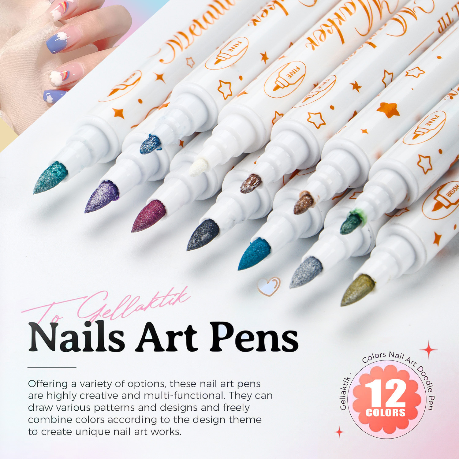 Cross-Border Popular Nail Art Graffiti Pen DIY Nail Painting Colorful Nail Art Pen Painting Pen Acrylic Marker Pen