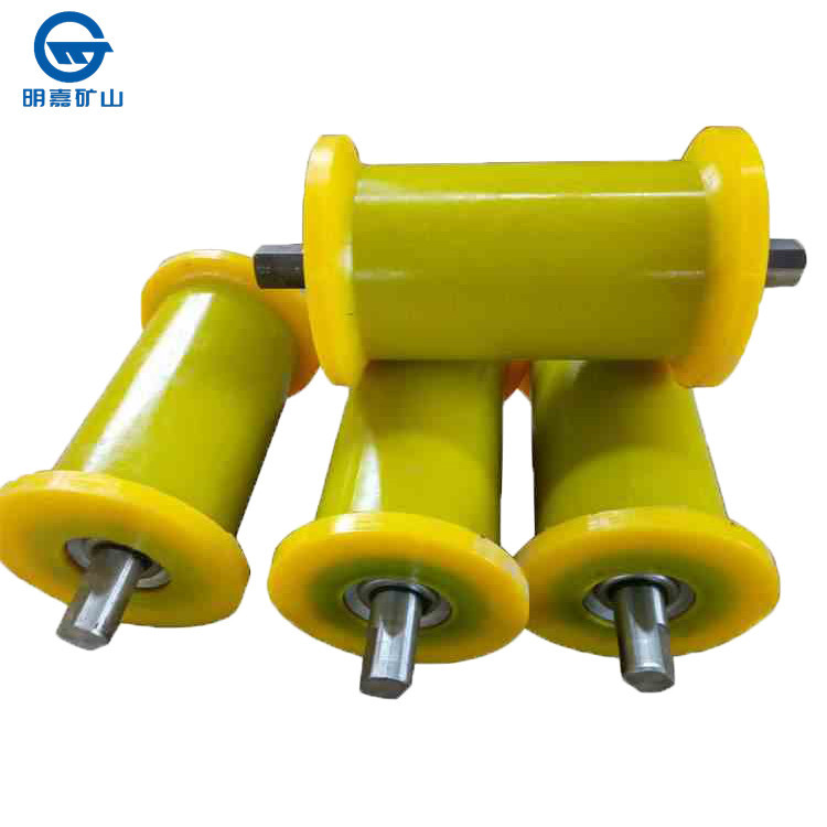 聚氨酯地滚尼龙钢丝绳托绳轮  矿用尼龙地轮 浇注聚氨酯地辊
