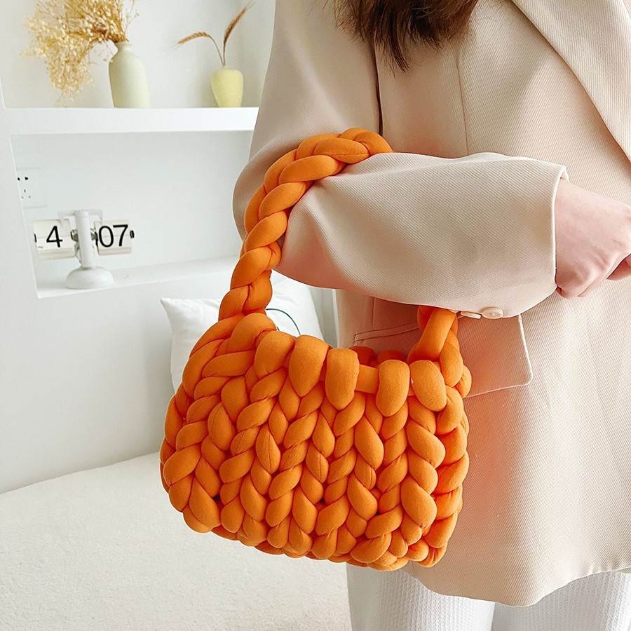 Amazon transfronterizo ultra grueso islandés lana diy bolsos tejidos a mano bolsos de mano coreanos retro versátiles productos terminados