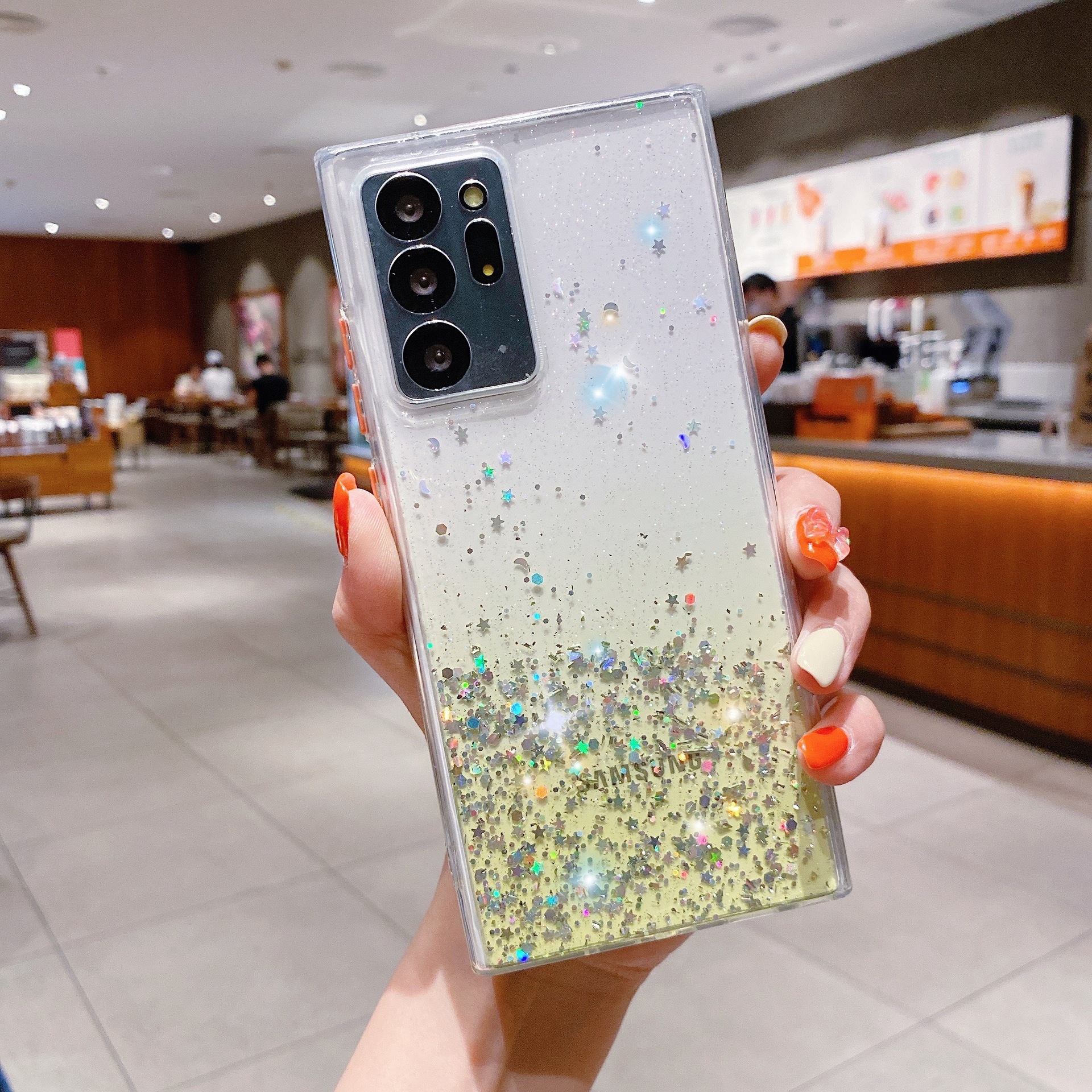 Candy colored glittering pink starry sky phone suitable for Samsung S23ULTRA silicone A72 5G soft edge protective case_voghion.com