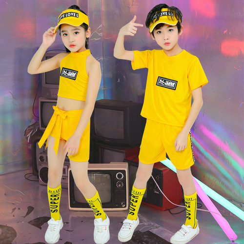  children boys girls hiphop street  rapper singer jazz dance costumes  gogo dancers performance clothing hip-hop dance outfits aerobics exercises dancing clothes for kids