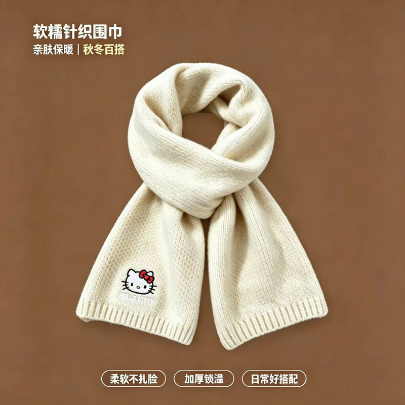 Autumn and Winter Cartoon Knitted Wool Scarf for Women, Korean Style, Cute, Retro, Warm, Versatile, Decorative Scarf for Students, Wholesale Autumn and Winter Cartoon Knitted Wool Scarf for Women, Korean Style, Cute, Retro, Warm, Versatile, Decorative Scarf for Students, Wholesale