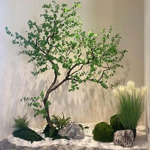 Simulation Bell Tree Indoor and Outdoor Tea Room Window Decoration Fake Tree Horse Drunk Wood Landscaping Combination Fake Green Plant Landscape Decoration