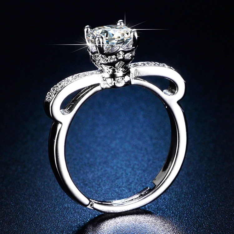 Кольцо, zircon объемом 1 карат, лёгкая роскошь европейского стиля, элегантный дизайн в серебристом тоне