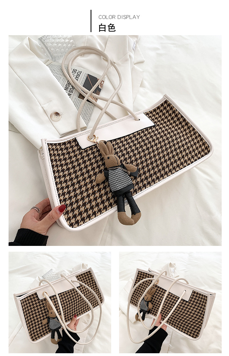 Simple Large-capacity Houndstooth Shoulder Handbag Wholesale Nihaojewelry display picture 1