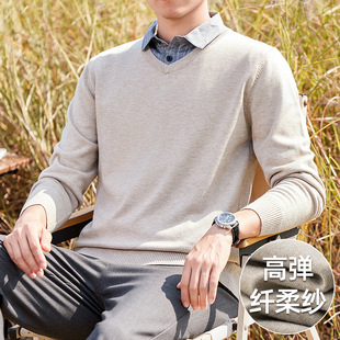 One-piece velvet fake two-piece sweater men's shirt collar 2024 autumn and winter fleece-lined Korean sweater trend sweater leading line