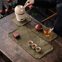 Selected Strict Chinese-style Home Staying Tie-dye Canvas Dry Foam Cushion Zen-style Old Cloth Tea Table Literary Bonfire Tea Brewing Tea Set Accessories