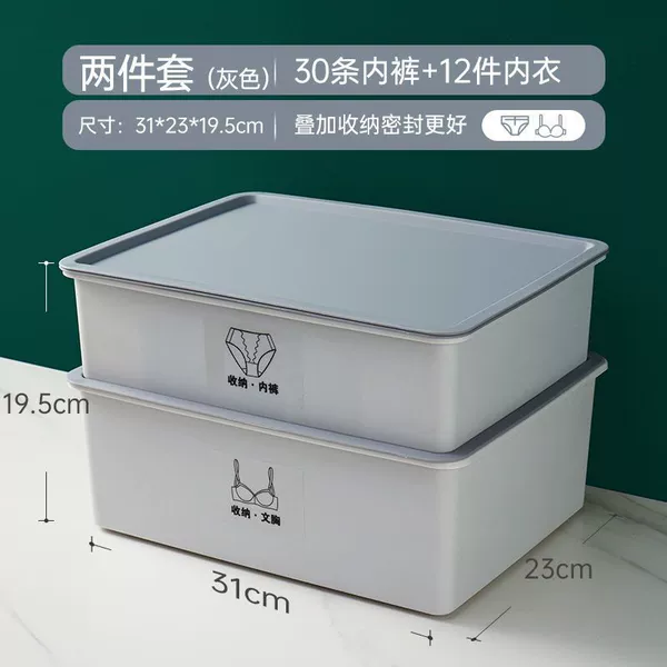 [石墨灰【破损补发】-文胸盒【无格】+内裤盒【10格】]