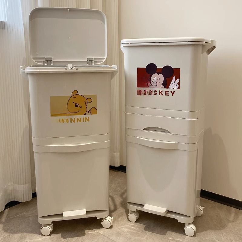 ゴミ箱 家庭用キッチン 大容量 二層 取り外し可能 乾湿分離 拡大・高め分類ゴミ箱|undefined