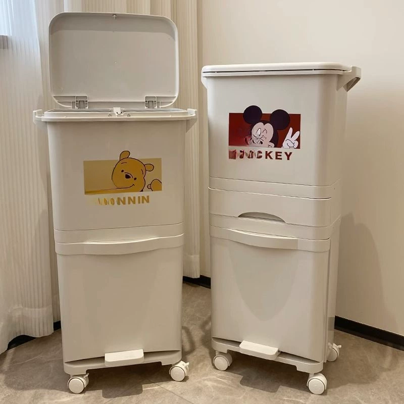 Мусорный бак для домашней кухни, двухслойный съемный мусорный бак большой емкости для сухого и влажного разделения, увеличенный и усиленный мусорный бак для классификации