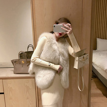 海宁皮草马甲女2022新款秋冬韩版水貂毛外套皮毛一体仿狐狸毛背心