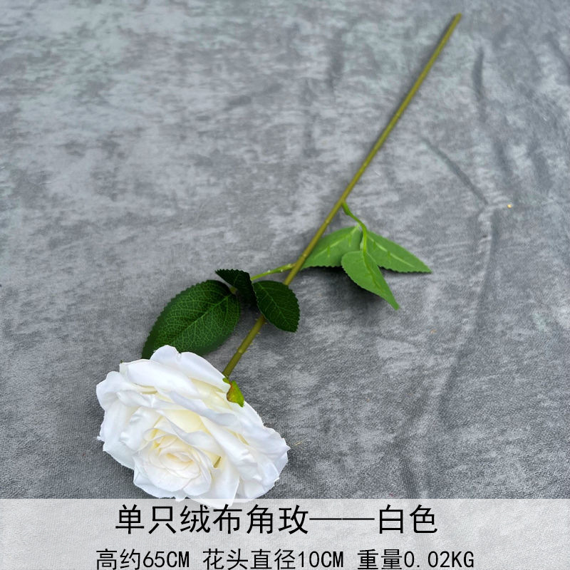 Artificial Rosa sola franela Rosa flor artificial boda decoración del hotel decoración del hogar arreglo de flores flor artificial Rose