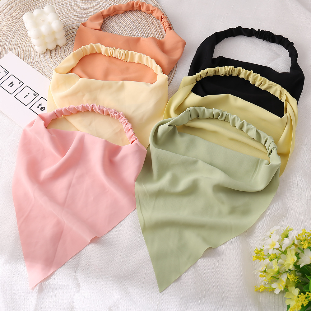 Retro Solid Color Elastic Band Triangle Headscarf display picture 12