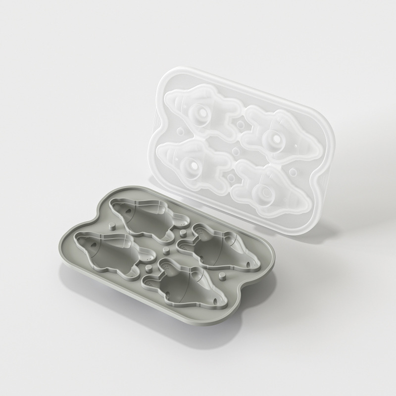 趴趴熊冰块模具食品级带盖硅胶家用软底易脱模按压自制冻冰格储盒|undefined