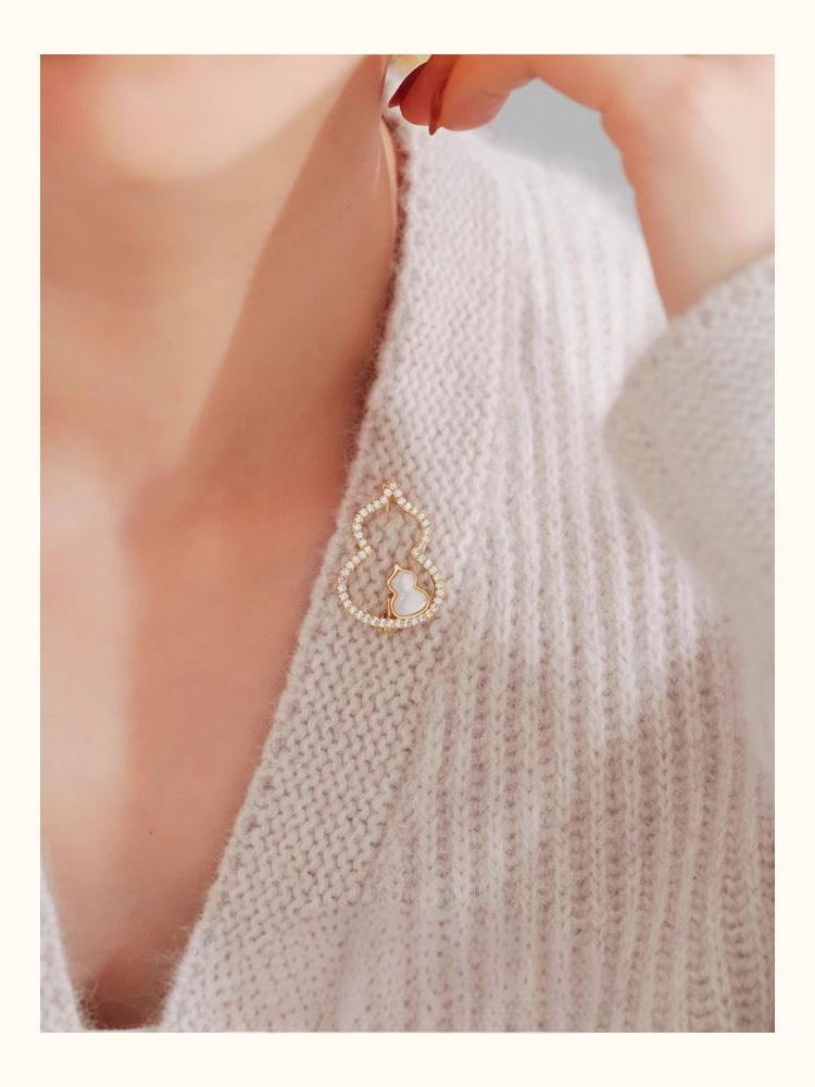 Fuzhuang broche de moda femenina calabaza broche pin 2025 nueva moda champagne oro de doble propósito bronce ventas calientes