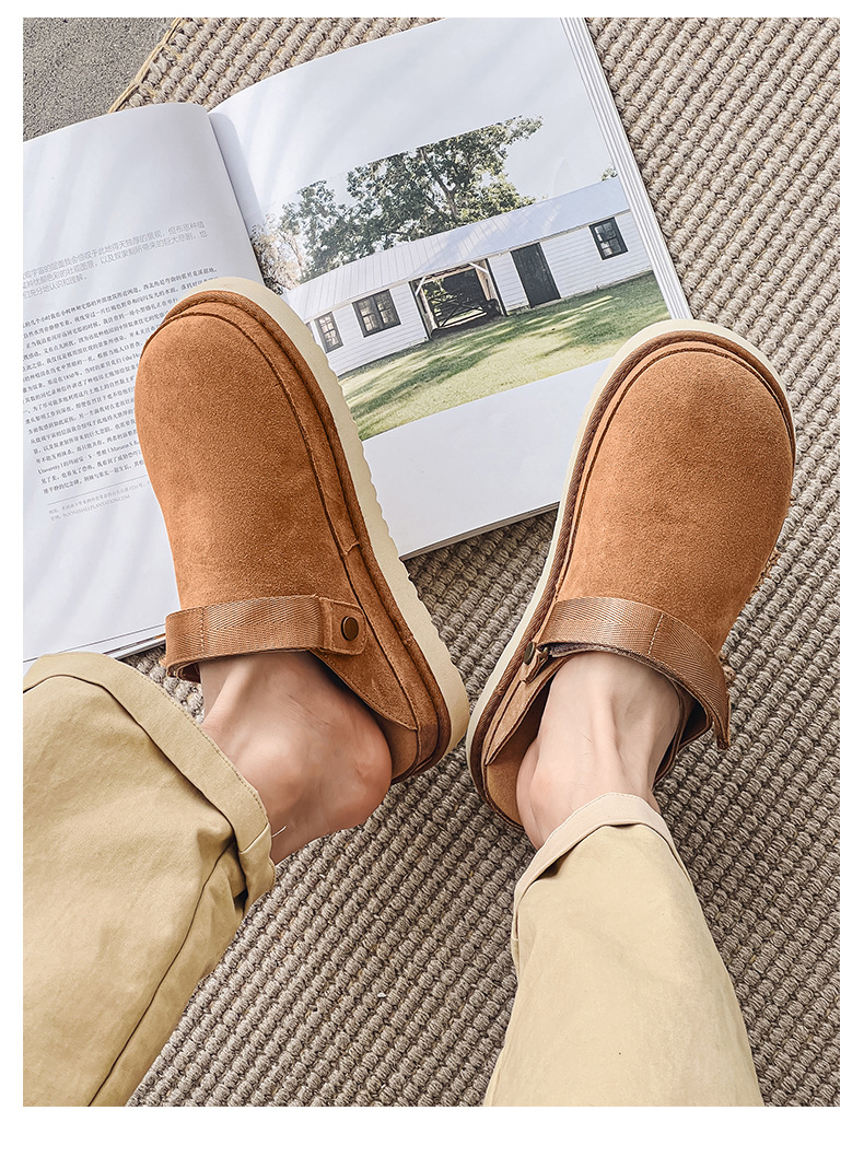 Dames halve slippers van echt leer ademend met dikke zool_voghion.com