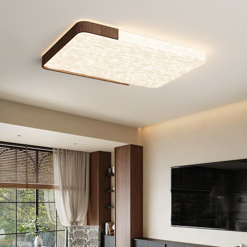 Lámpara de techo de dormitorio de estilo crema Lámpara de sala de estar minimalista de estilo italiano Lámpara de salón de nogal de alta calidad