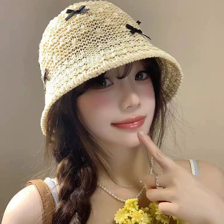 With bow, beige