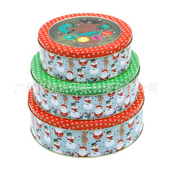 円形の窓の透明なフィルムのクリスマスの3つのセットの鉄の箱のブリキの缶の美しいギフトボックスのクッキーの包装