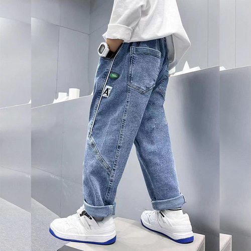 Children's jeans for boys - Spring and Autumn 2024 new styles for middle and large children - boys' casual versatile pants - children's long pants
