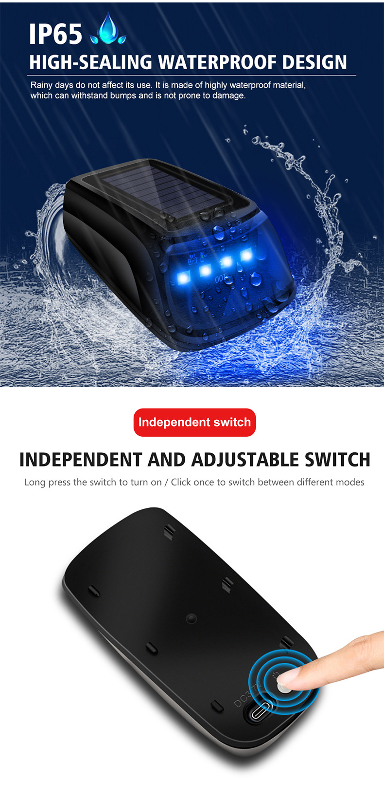 New upgraded solar-powered roof navigation light with Bluetooth APP + remote control, dual control multi-color ambient flashing warning light