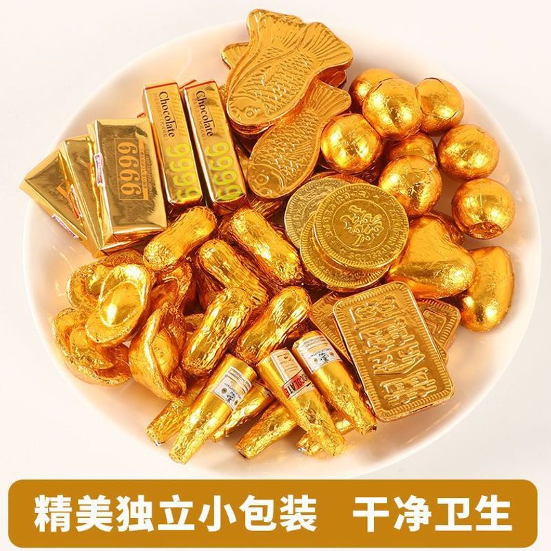 醇黑巧克力金币元宝巧克力蛋糕装饰结婚庆摆件喜糖果工厂一件批发
