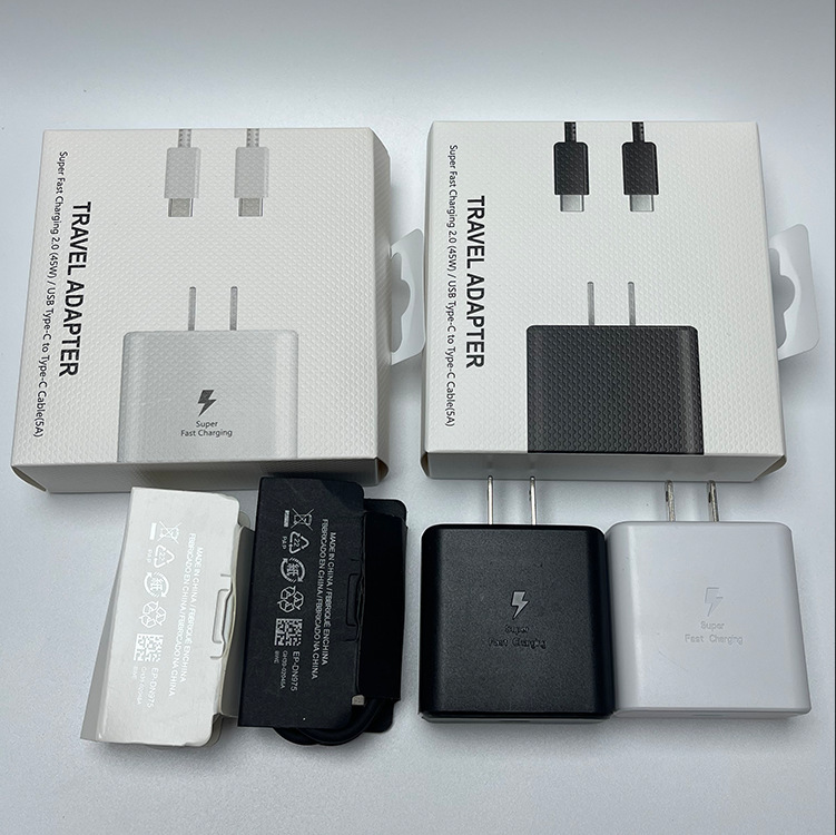 Suitable for Samsung Charger Head Super Fast Charging D45W Charger European Standard British Standard American Standard Fast Charging Charger Set Box