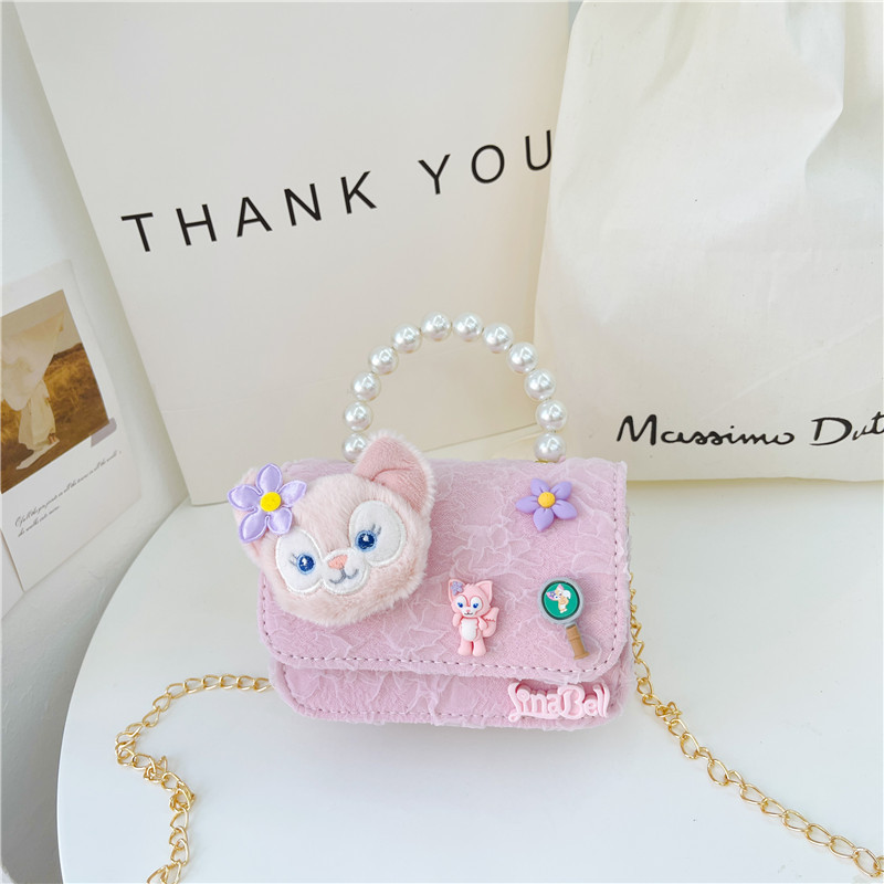 Nuevo en línea rojo perla portátil bolso de los niños lindo suave lindo dibujos animados moda mensajero bolsa niña estilo occidental bolso de hombro