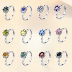 s925 スターリングシルバー指輪クロスボーダーオリジナルカラー宝石 1 カラットインターネット有名人の結婚指輪卸売 D カラーモアッサナイトリング花束