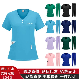 Temu 跨境货源洗手衣刷手服 医护服医生服护士服定制工作服套装