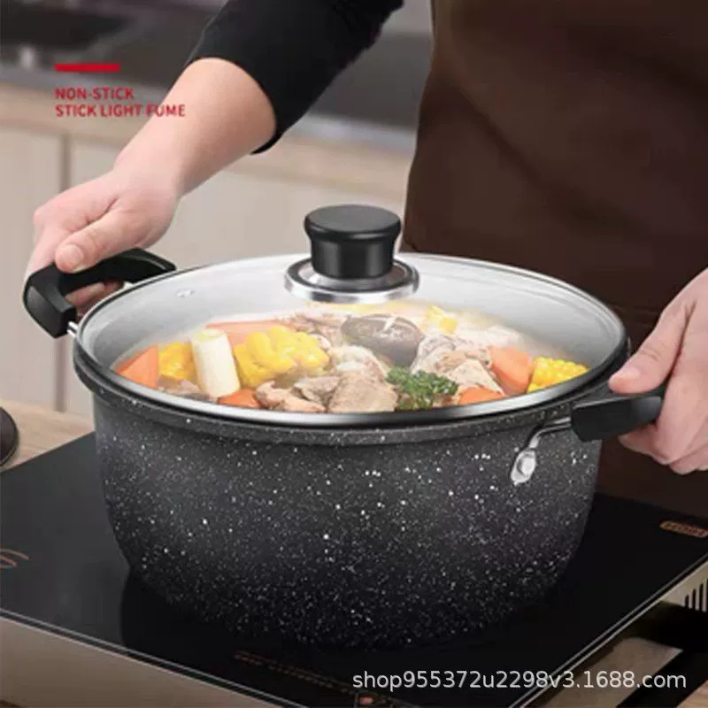 Суповая кастрюля (Mai Fan Shi) с антипригарным покрытием, двойная ручка, большой объём 22–30 см, опция пароварки