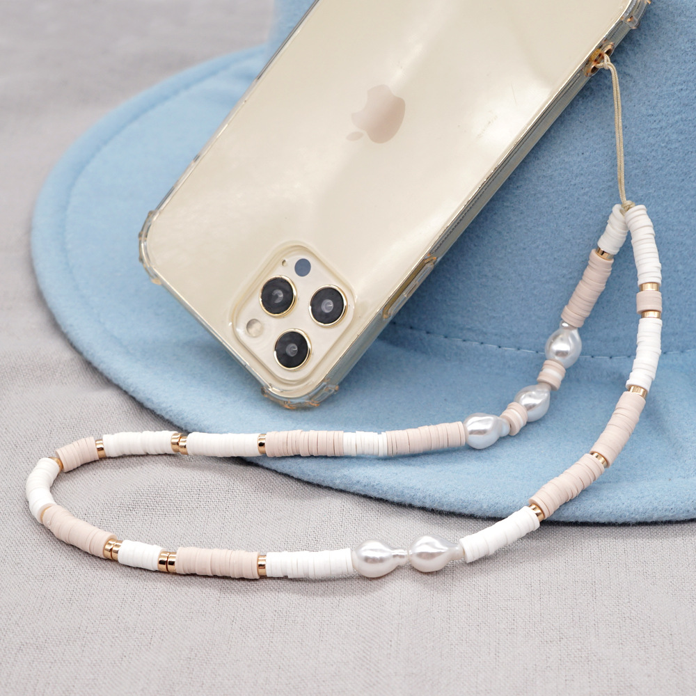 gray soft pottery imitation pearl antilost mobile phone chainpicture3