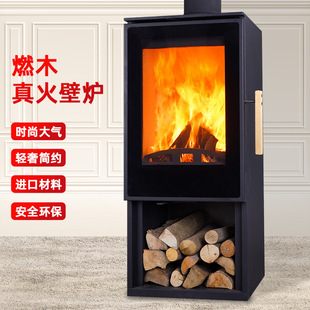 Factory Full Screen Fireplace Interior Decoration Real Fire Wood-burning Household Heating Stove Carbon Steel Stove Fire-watching Freestanding Fireplace