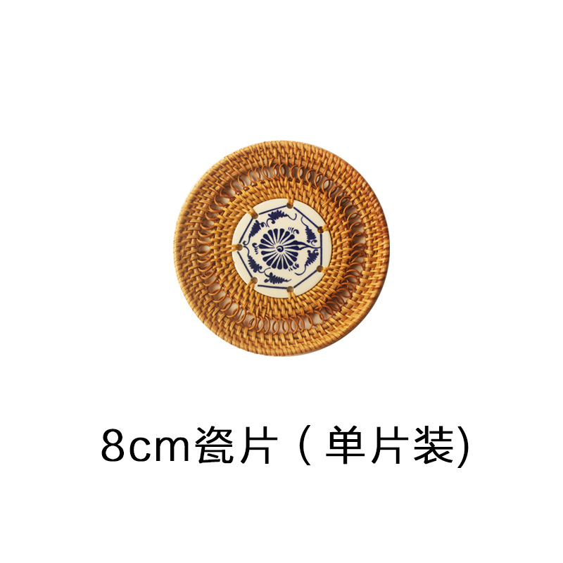 Tejido de caña artesanal almohadilla de taza de té tejido almohadilla de comedor creativa almohadilla de mesa almohadilla de platos almohadilla de aislamiento de calor