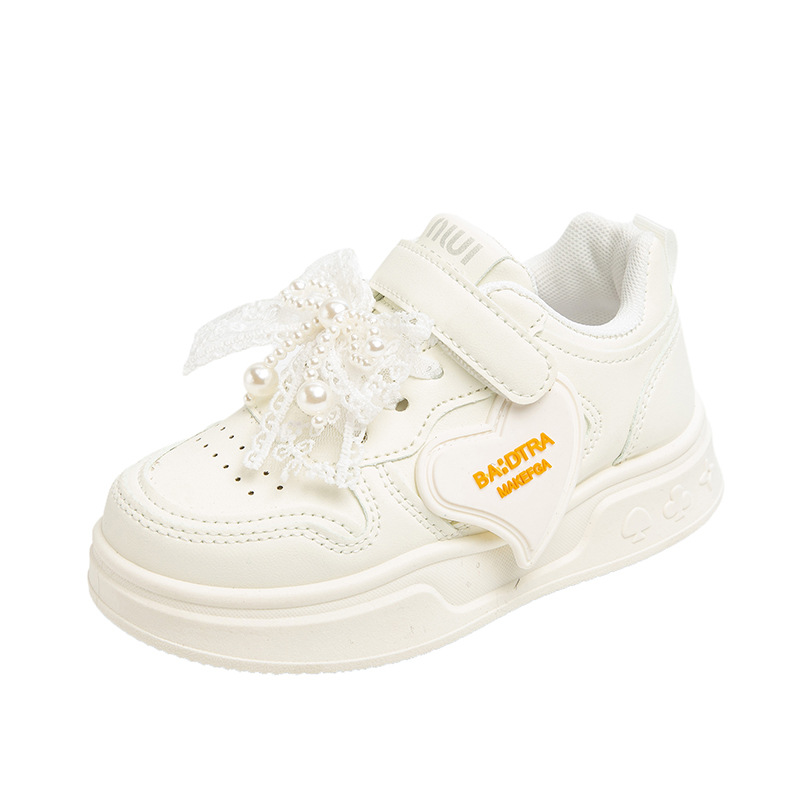 Zapatos blancos de niñas 2025 primavera y otoño nuevos zapatos deportivos infantiles de niñas zapatos de suela suave de malla transpirables zapatos casuales