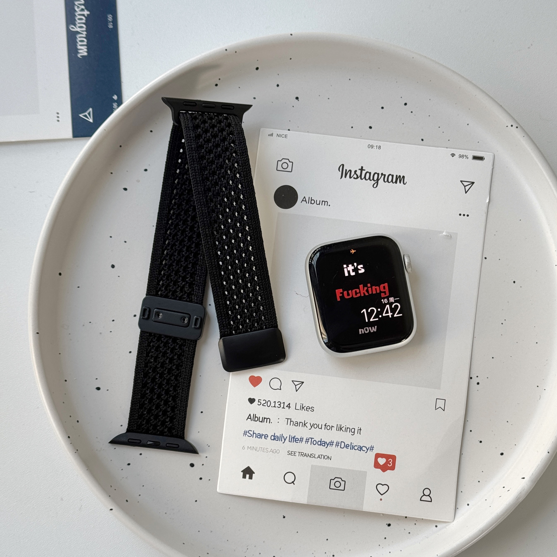 35g Weight Apple Smart Watch Magnetic Strap Classification Nylon Material Solid Color Pattern Fashion style Style Fashion Style Solid Color Apple Smart Watch Magnetic Strap 20